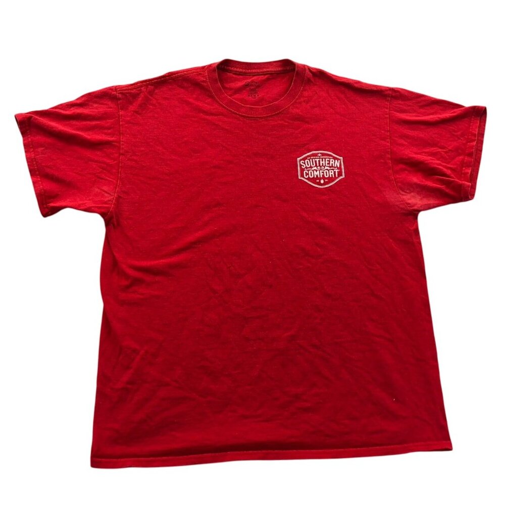 Port & Company Mens Southern Comfort  T-Shirt XL Red Graphic Tee Casual Crewneck
